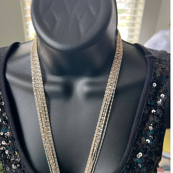 Lariat Rope Gold V Necklace - Picture 4 of 6